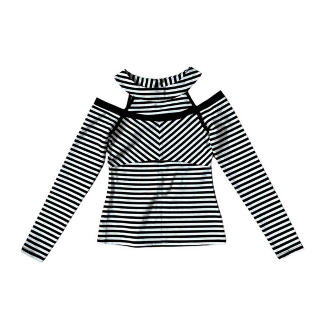 Black and White Striped Bebe Top Size XS